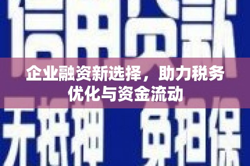 宜良企业融资新选择，助力税务优化与资金流动