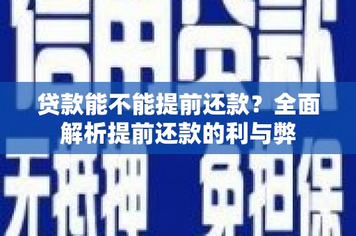宜良贷款能不能提前还款？全面解析提前还款的利与弊