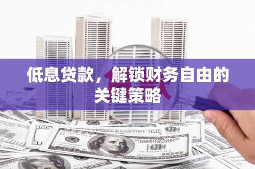 宜良低息贷款，解锁财务自由的关键策略