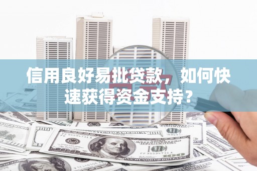 宜良信用良好易批贷款，如何快速获得资金支持？
