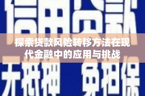 宜良探索贷款风险转移方法在现代金融中的应用与挑战