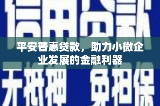 宜良平安普惠贷款，助力小微企业发展的金融利器