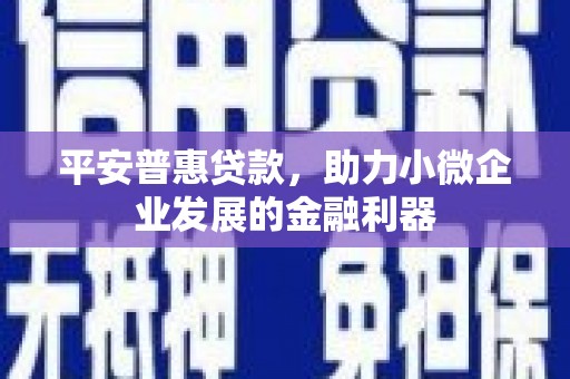 宜良平安普惠贷款，助力小微企业发展的金融利器