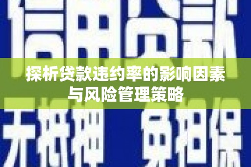 宜良探析贷款违约率的影响因素与风险管理策略